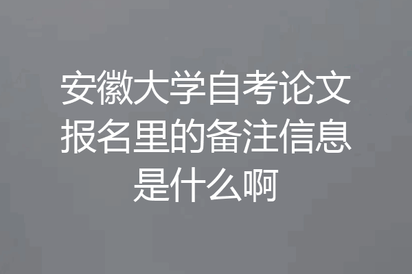 安徽大学自考论文报名里的备注信息是什么啊