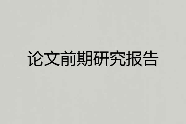 论文前期研究报告