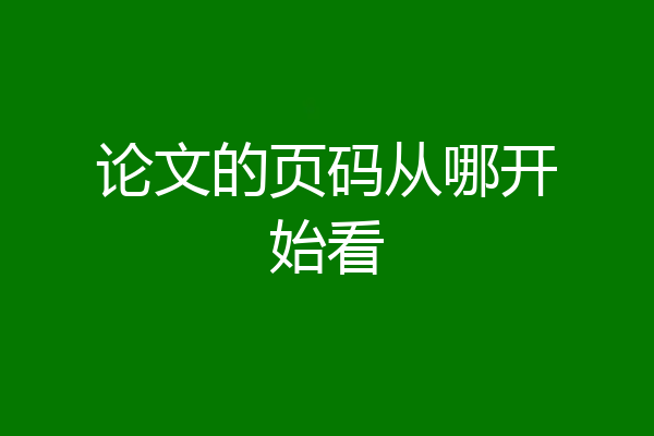 论文的页码从哪开始看