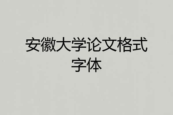 安徽大学论文格式字体