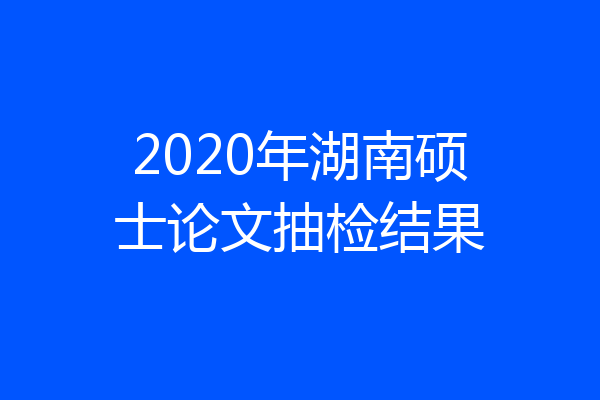 2020年湖南硕士论文抽检结果