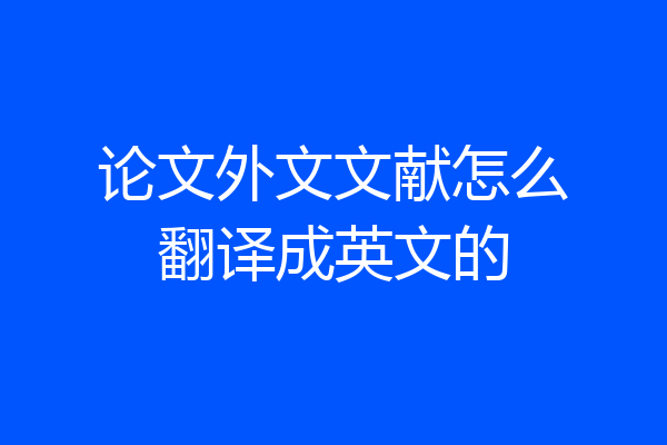 论文外文文献怎么翻译成英文的
