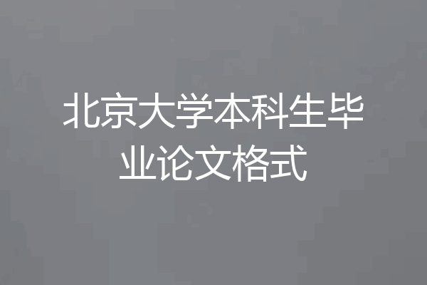 北京大学本科生毕业论文格式