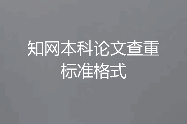 知网本科论文查重标准格式