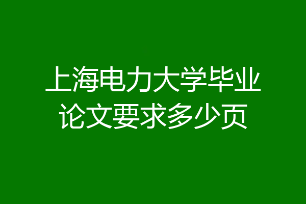 上海电力大学毕业论文要求多少页