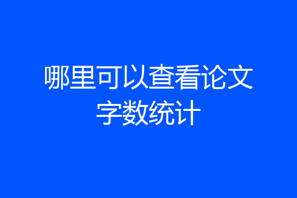 哪里可以查看论文字数统计