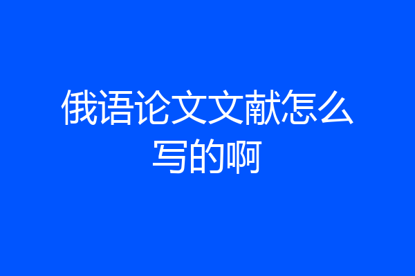 俄语论文文献怎么写的啊
