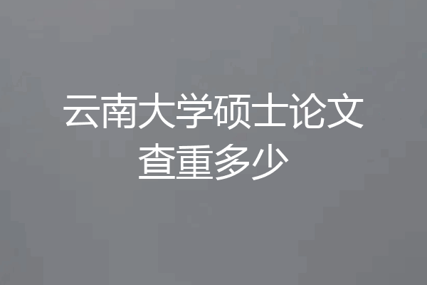 云南大学硕士论文查重多少