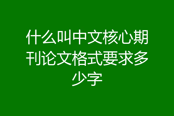 什么叫中文核心期刊论文格式要求多少字