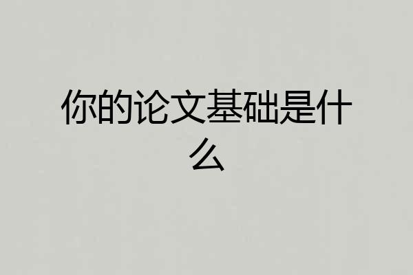 你的论文基础是什么