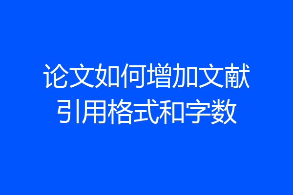 论文如何增加文献引用格式和字数