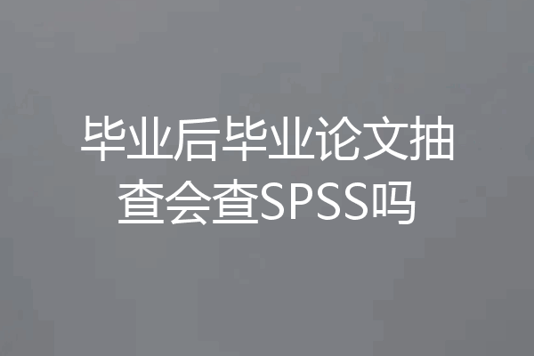 毕业后毕业论文抽查会查SPSS吗