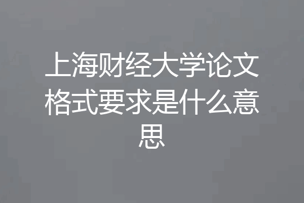 上海财经大学论文格式要求是什么意思