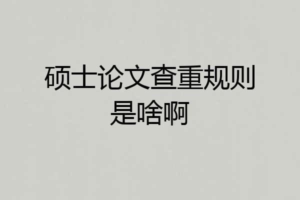 硕士论文查重规则是啥啊