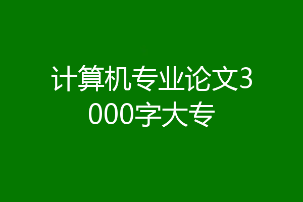 计算机专业论文3000字大专