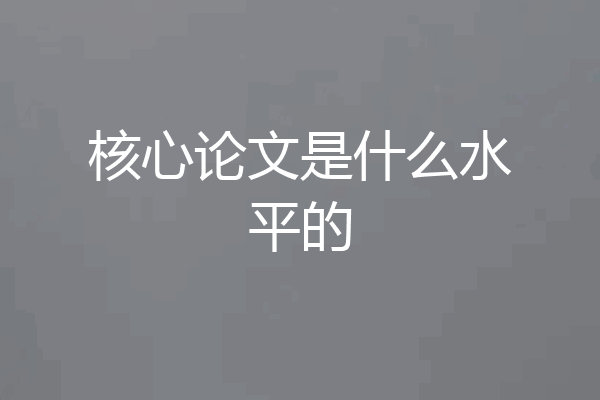 核心论文是什么水平的