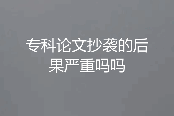 专科论文抄袭的后果严重吗吗