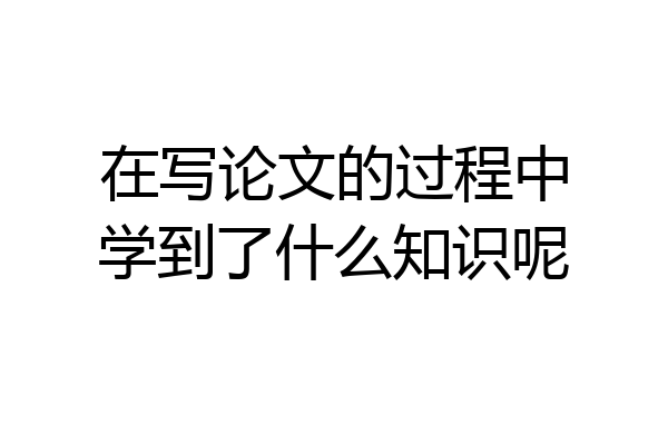 在写论文的过程中学到了什么知识呢