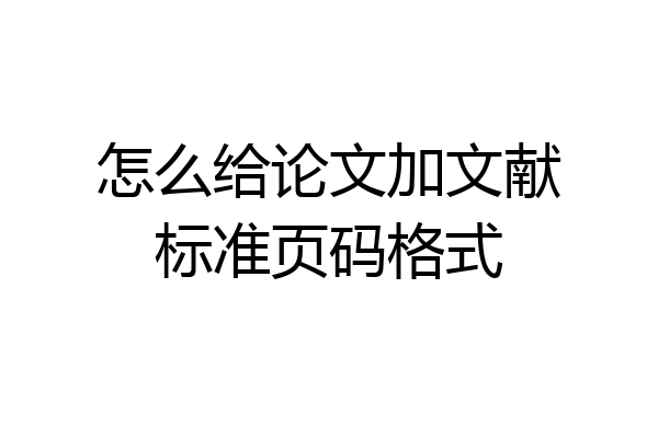 怎么给论文加文献标准页码格式
