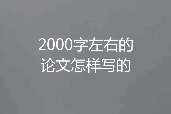 2000字左右的论文怎样写的