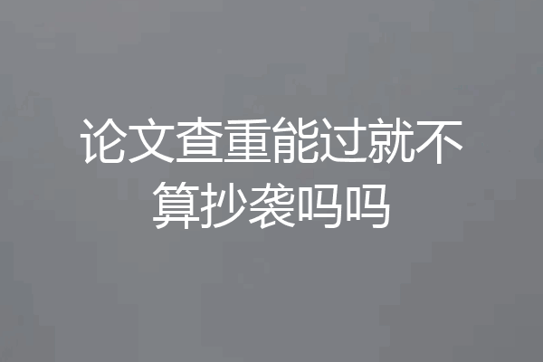论文查重能过就不算抄袭吗吗