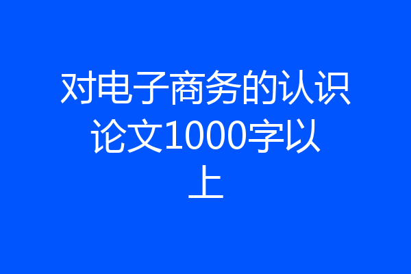 对电子商务的认识论文1000字以上