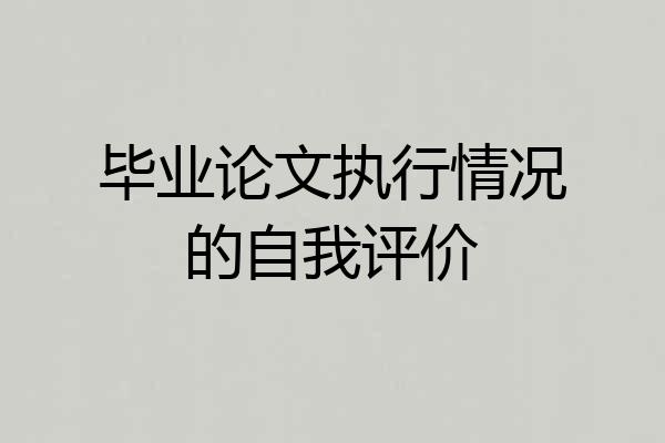 毕业论文执行情况的自我评价