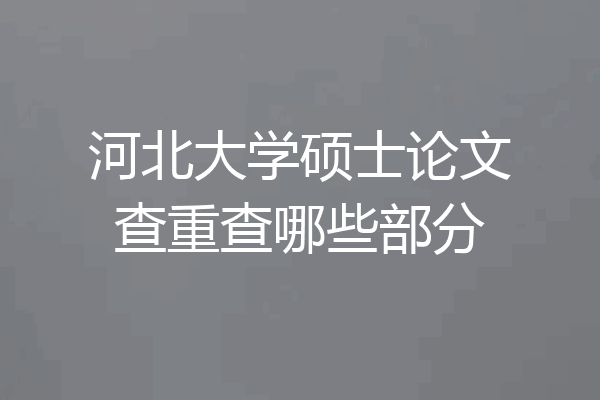 河北大学硕士论文查重查哪些部分