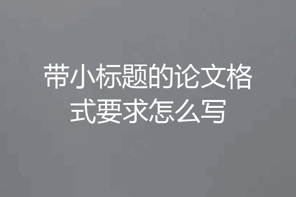 带小标题的论文格式要求怎么写