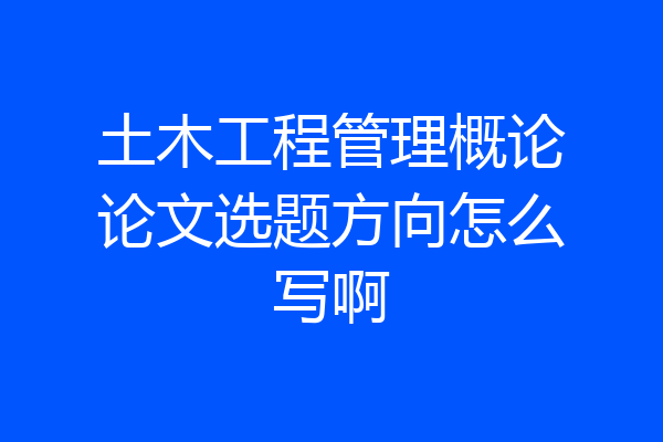 土木工程管理概论论文选题方向怎么写啊
