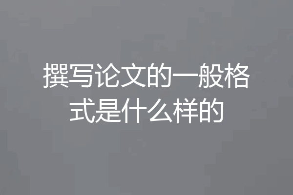撰写论文的一般格式是什么样的