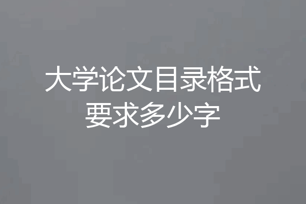 大学论文目录格式要求多少字
