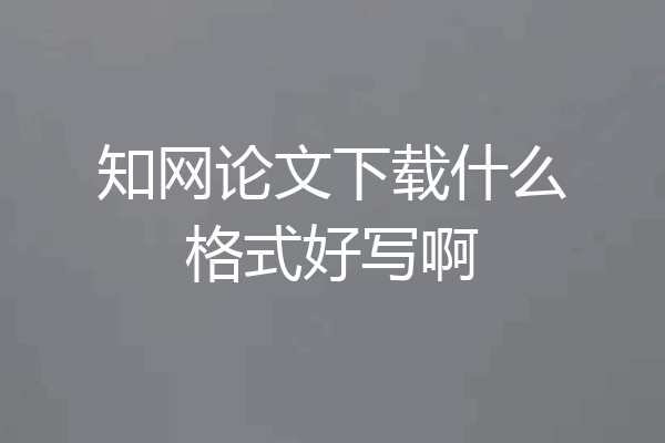 知网论文下载什么格式好写啊