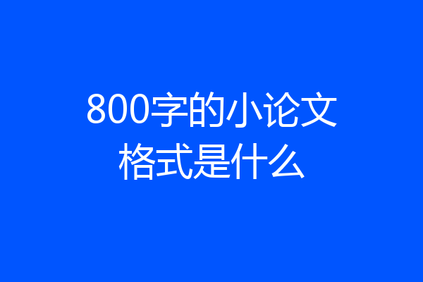 800字的小论文格式是什么