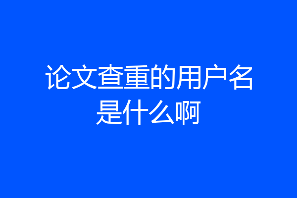 论文查重的用户名是什么啊