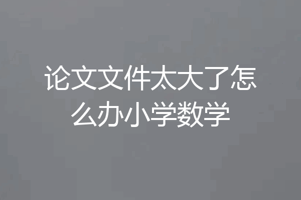 论文文件太大了怎么办小学数学