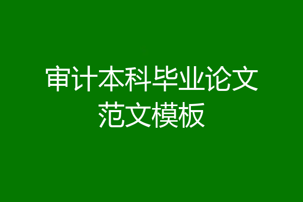 审计本科毕业论文范文模板