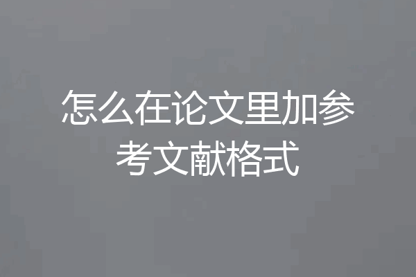 怎么在论文里加参考文献格式