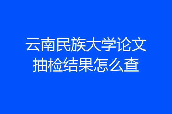 云南民族大学论文抽检结果怎么查