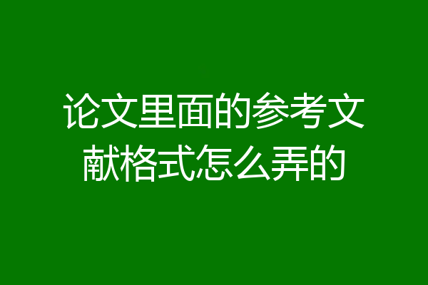 论文里面的参考文献格式怎么弄的