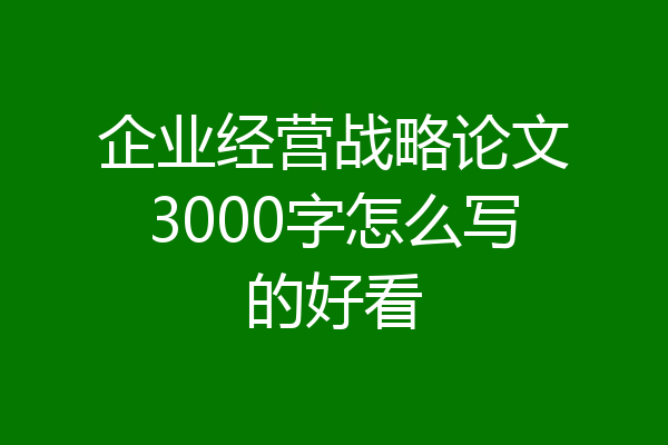 企业经营战略论文3000字怎么写的好看
