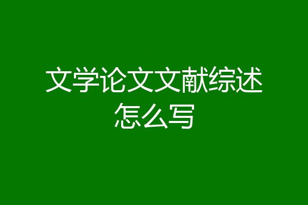 文学论文文献综述怎么写