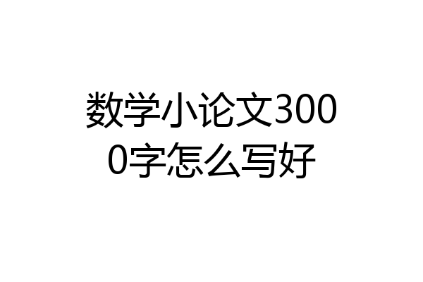 数学小论文3000字怎么写好