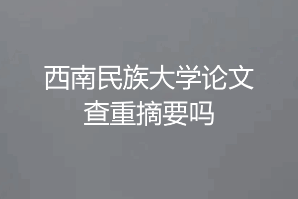 西南民族大学论文查重摘要吗