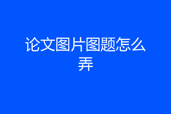 论文图片图题怎么弄