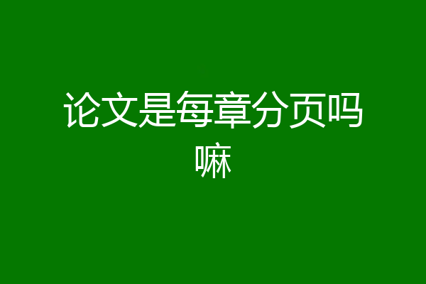 论文是每章分页吗嘛