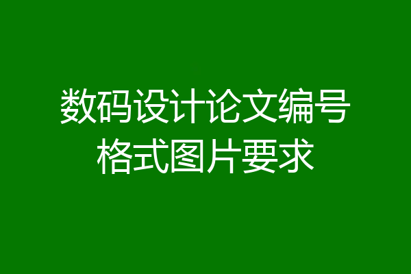 数码设计论文编号格式图片要求