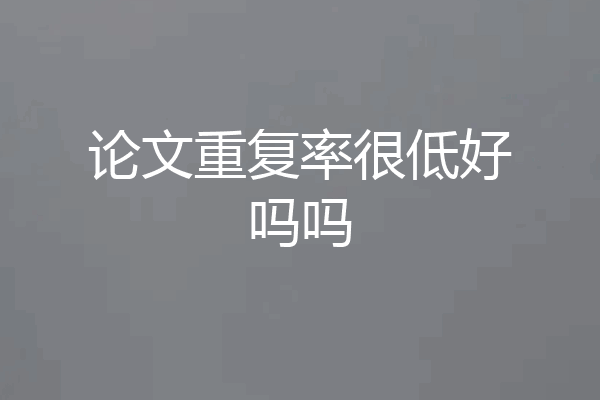 论文重复率很低好吗吗