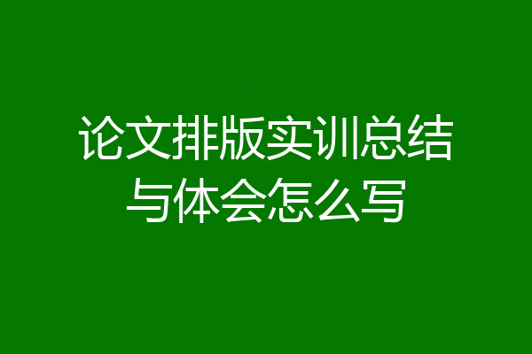 论文排版实训总结与体会怎么写