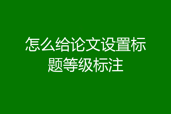 怎么给论文设置标题等级标注
